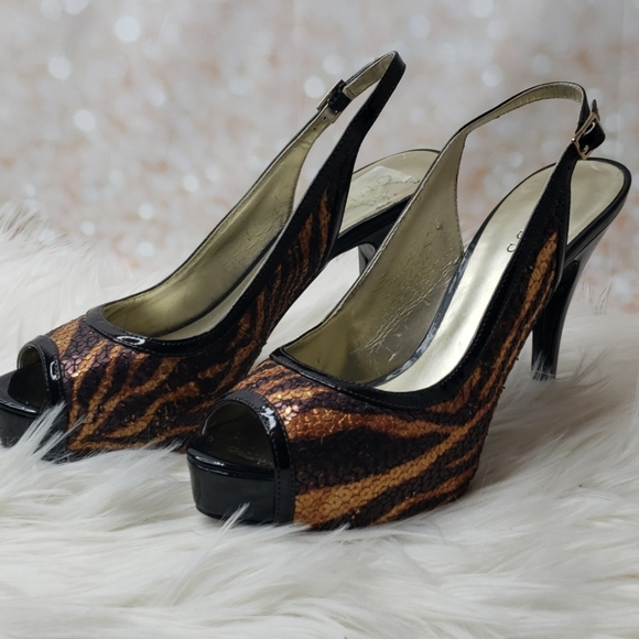 Guess tiger sequins platform open back & t… - Picture 2 of 8